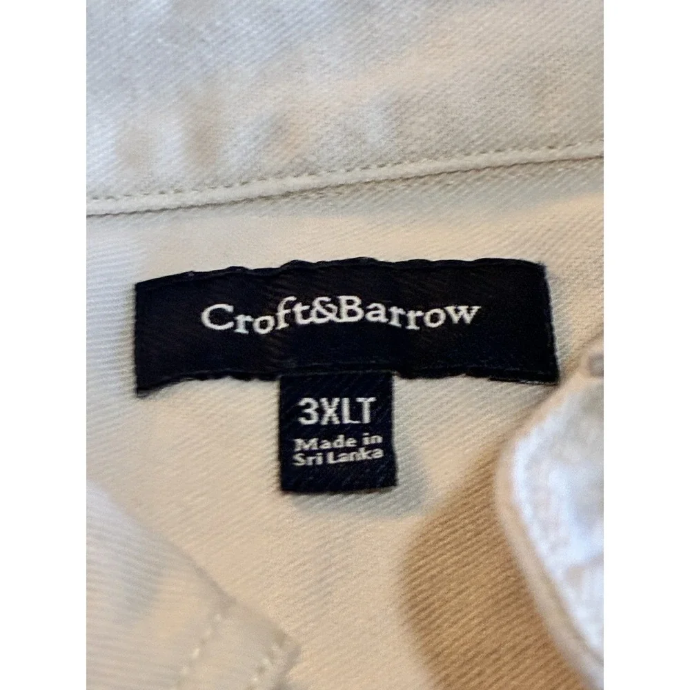 Croft And Barrow Men's Shirt 3XL Cream Button Down Classic Preppy Grandpacore